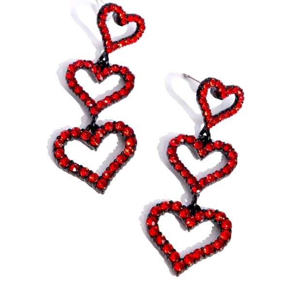 Paparazzi Jewelry - ❤️❤️❤️ “SWEETHEART SUCCESSION” RED POST DROP EARRINGS ~ PAPARAZZI❗️❤️❤️❤️